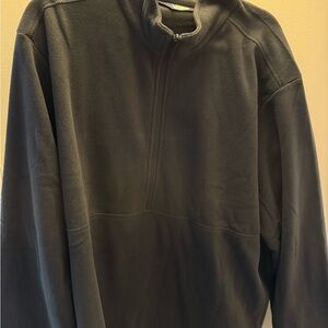 Lands' End Men's Black Fleece Quarter Zip-Up